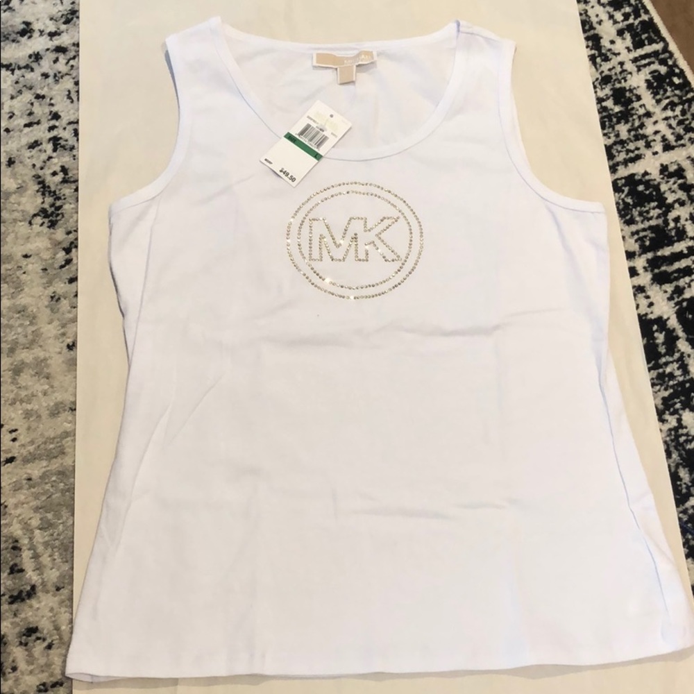 MICHAEL Michael Kors White Sleeveless Top w/Studs - Picture 3 of 3